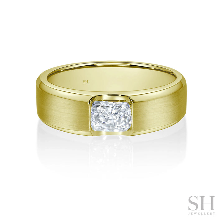 Sideways Radiant Cut Diamond Band with Bevelled Edges (Satin Finish) (5.9mm) - W1068