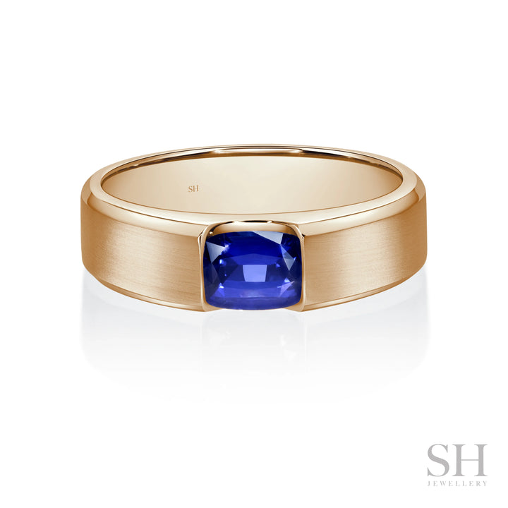 Radiant Cut Sapphire Band with Bevelled Edges (Satin Finish) (5.8mm) - W1069