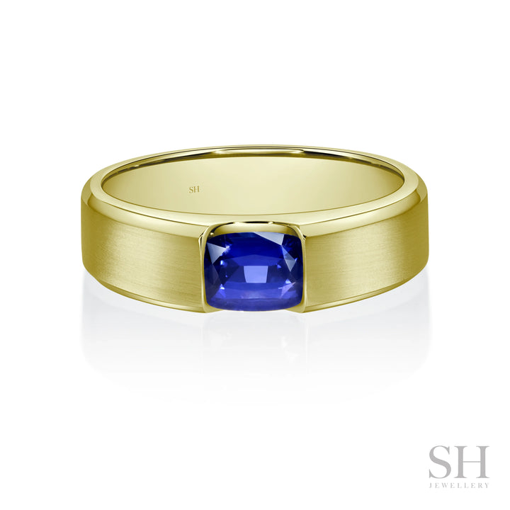Radiant Cut Sapphire Band with Bevelled Edges (Satin Finish) (5.8mm) - W1069