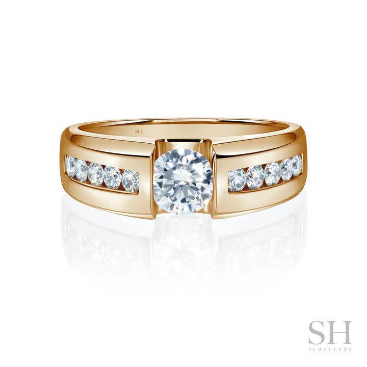 Floating Round Diamond Band and Channel Set Shoulders (7.6mm) - W1070