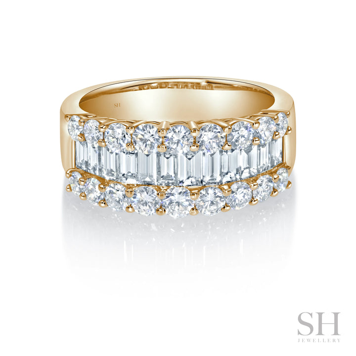 Baguette and Round Horizon Diamond Band - W1077