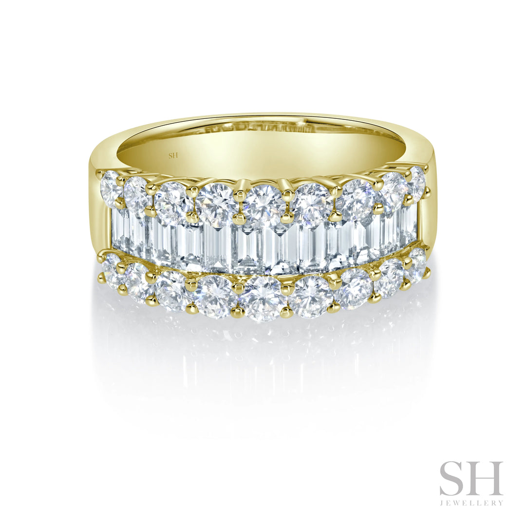 Baguette and Round Horizon Diamond Band - W1077