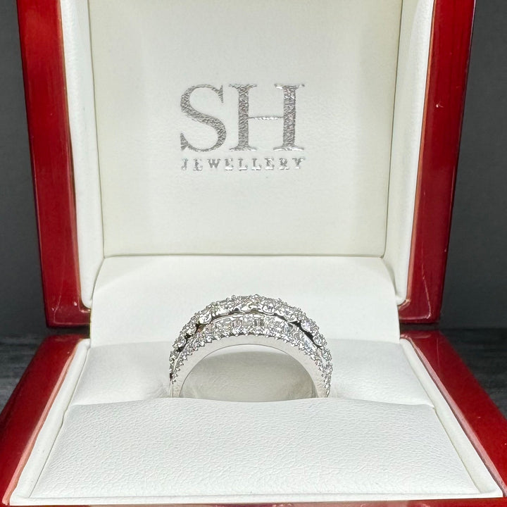 Larger Width Baguette and Round Arch Diamond Ring - W1078