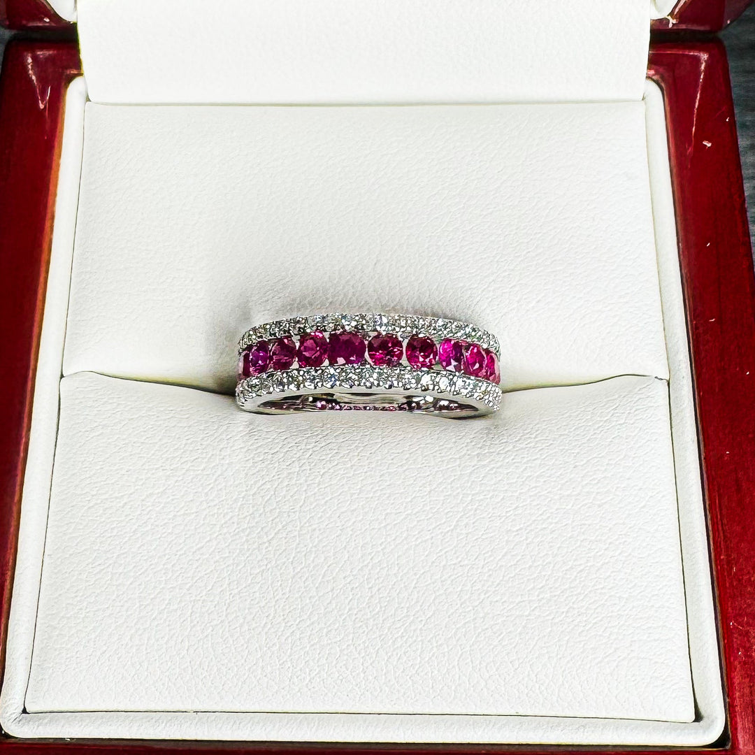 Ruby Channel and Pavé Fusion Diamond Band (5.5mm Tapered to 5.2mm) - W1084