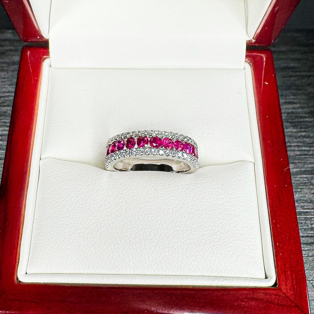 Ruby Channel and Pavé Fusion Diamond Band (5.5mm Tapered to 5.2mm) - W1084