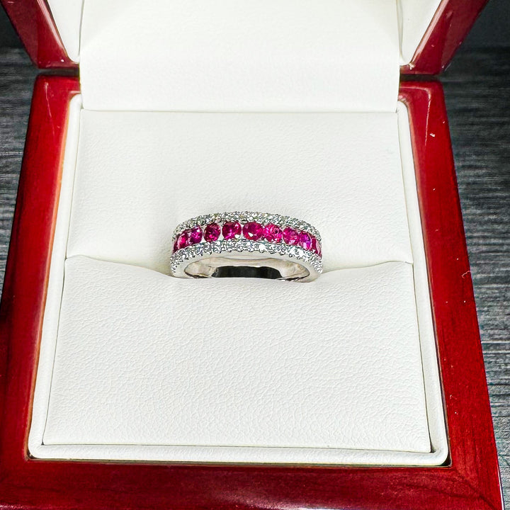 Ruby Channel and Pavé Fusion Diamond Band (5.5mm Tapered to 5.2mm) - W1084