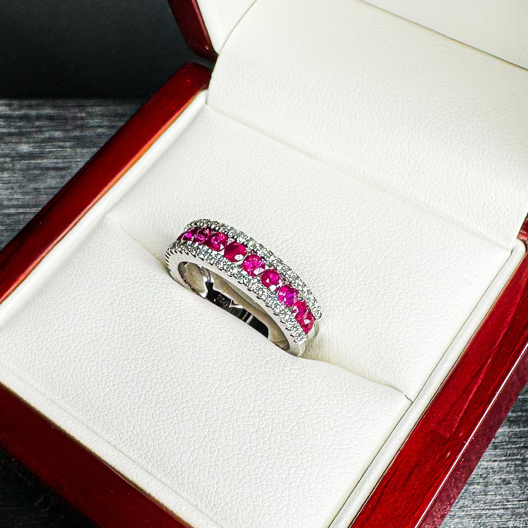Ruby Channel and Pavé Fusion Diamond Band (5.5mm Tapered to 5.2mm) - W1084