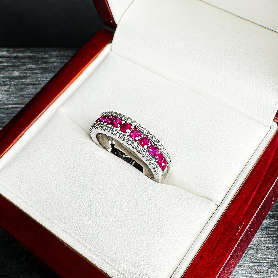Ruby Channel and Pavé Fusion Diamond Band (5.5mm Tapered to 5.2mm) - W1084