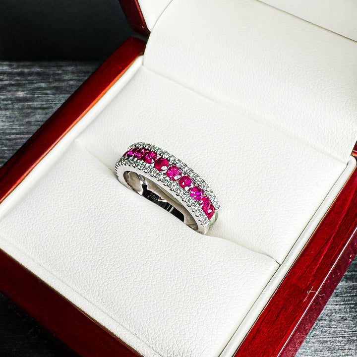 Ruby Channel and Pavé Fusion Diamond Band (5.5mm Tapered to 5.2mm) - W1084