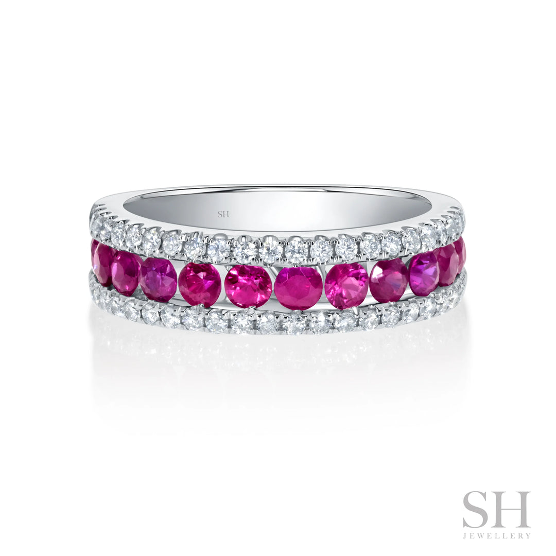 Ruby Channel and Pavé Fusion Diamond Band (5.5mm Tapered to 5.2mm) - W1084