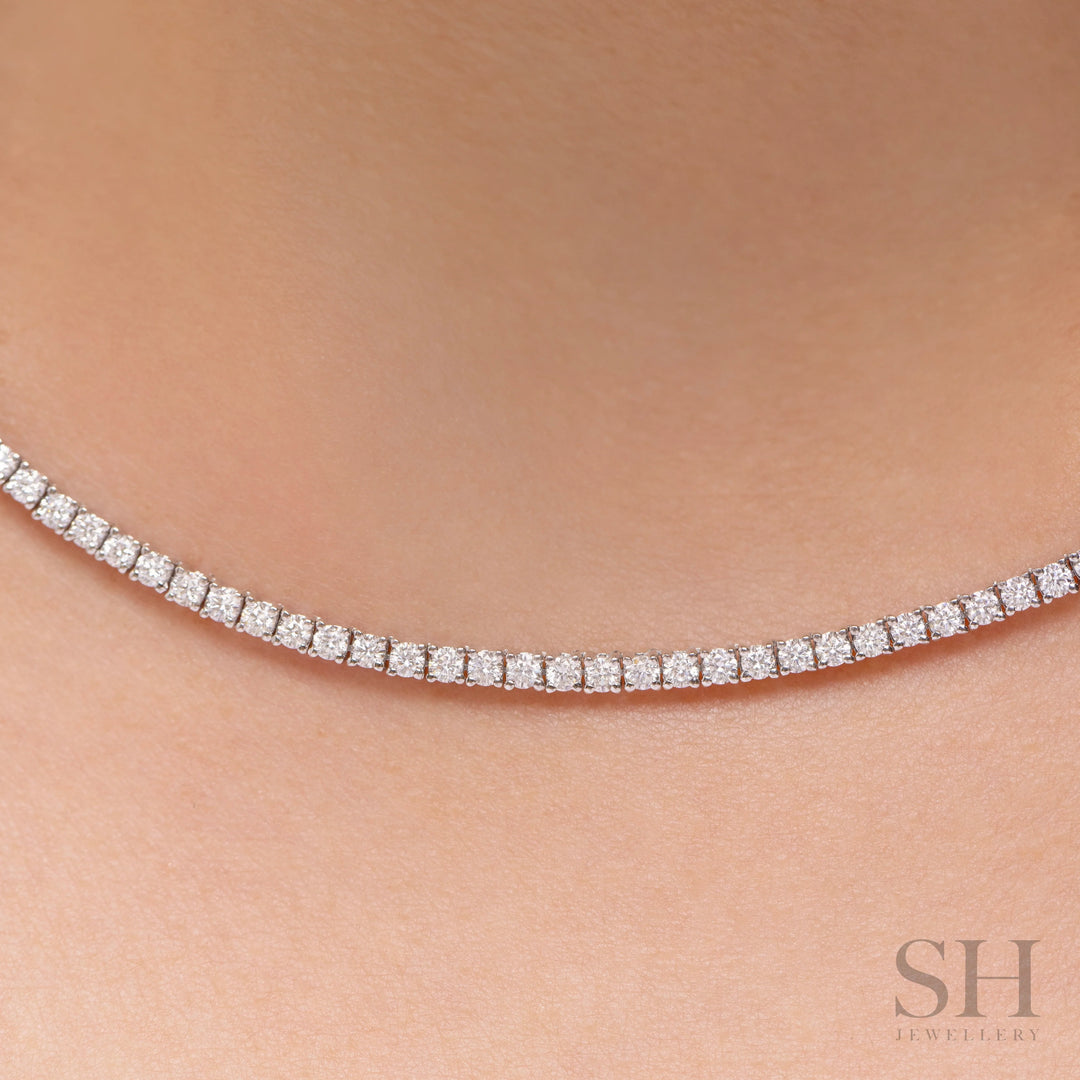 4-Claw Classic Diamond Tennis Necklace (full eternity) (5.14ct TW) (38cm/15in) - W1104