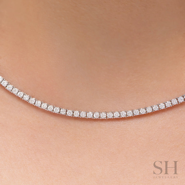 4-Claw Classic Diamond Tennis Necklace (full eternity) (5.14ct TW) (38cm/15in) - W1104