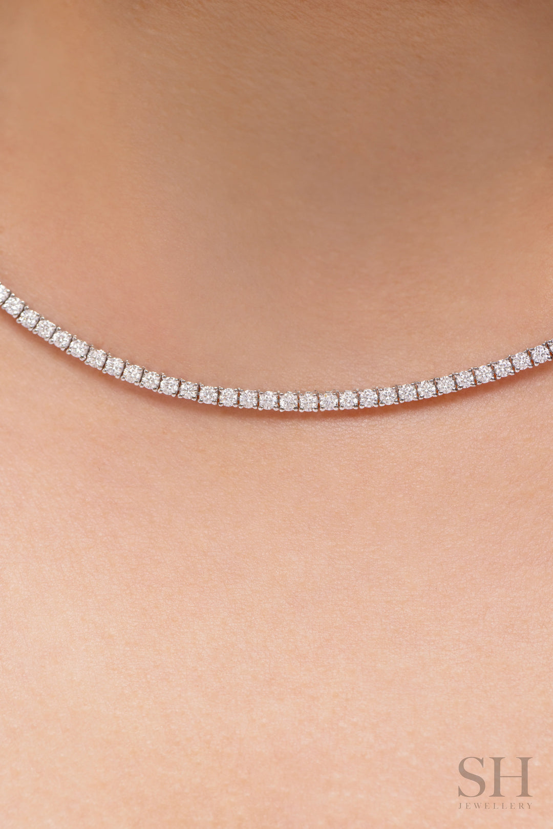 4-Claw Classic Diamond Tennis Necklace (full eternity) (5.14ct TW) (38cm/15in) - W1104
