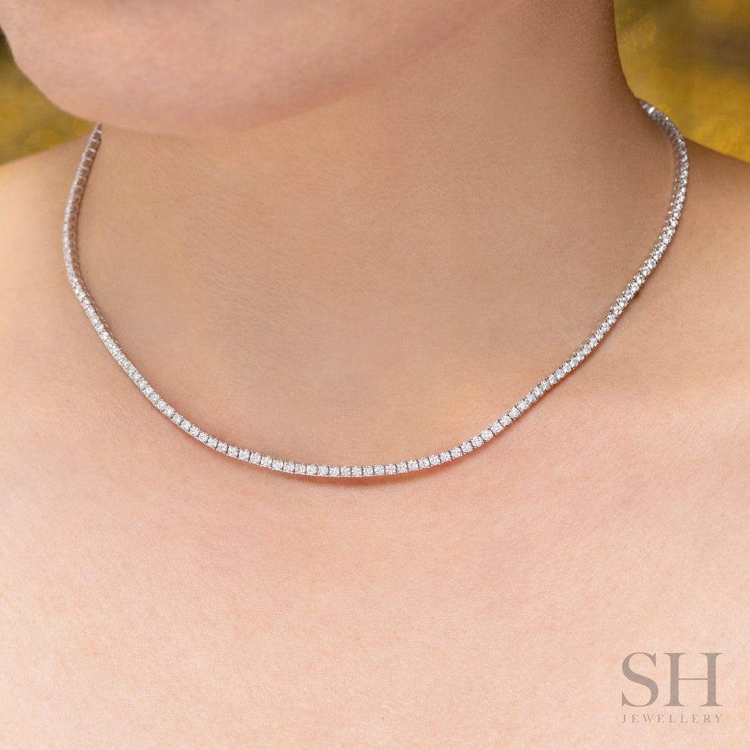 4-Claw Classic Diamond Tennis Necklace (full eternity) (5.14ct TW) (38cm/15in) - W1104