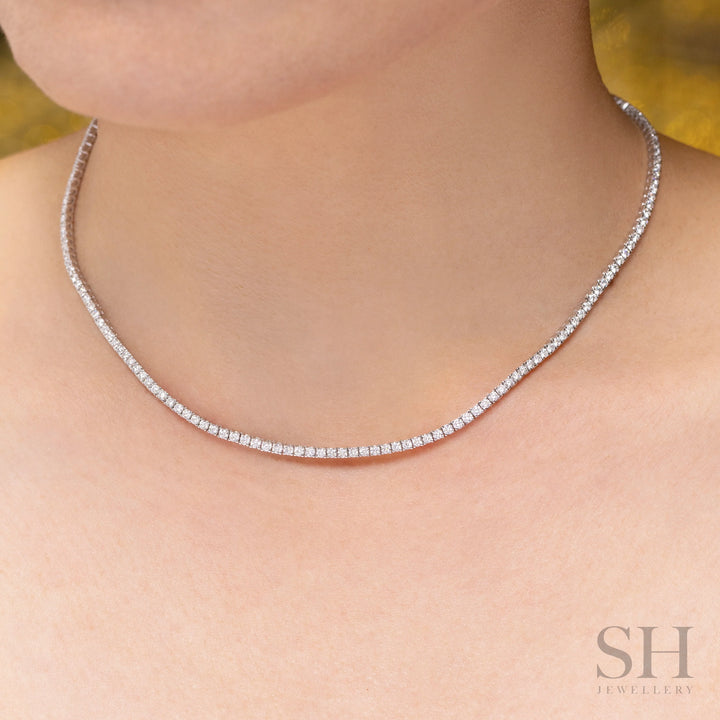 4-Claw Classic Diamond Tennis Necklace (full eternity) (5.14ct TW) (38cm/15in) - W1104