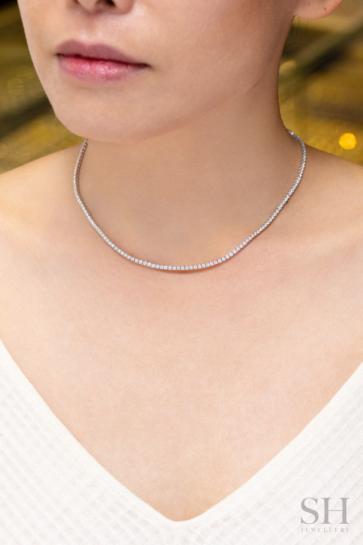4-Claw Classic Diamond Tennis Necklace (full eternity) (5.14ct TW) (38cm/15in) - W1104