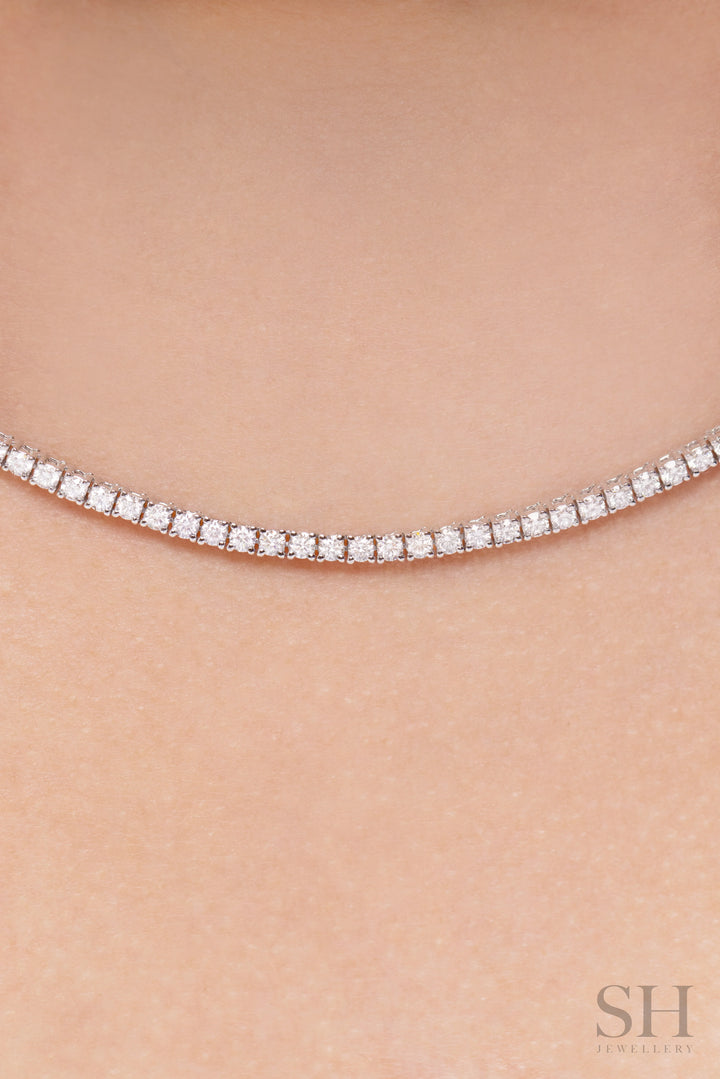 4-Claw Classic Diamond Tennis Necklace (full eternity) (5.55ct TW) (42cm/16.5in) - W1105