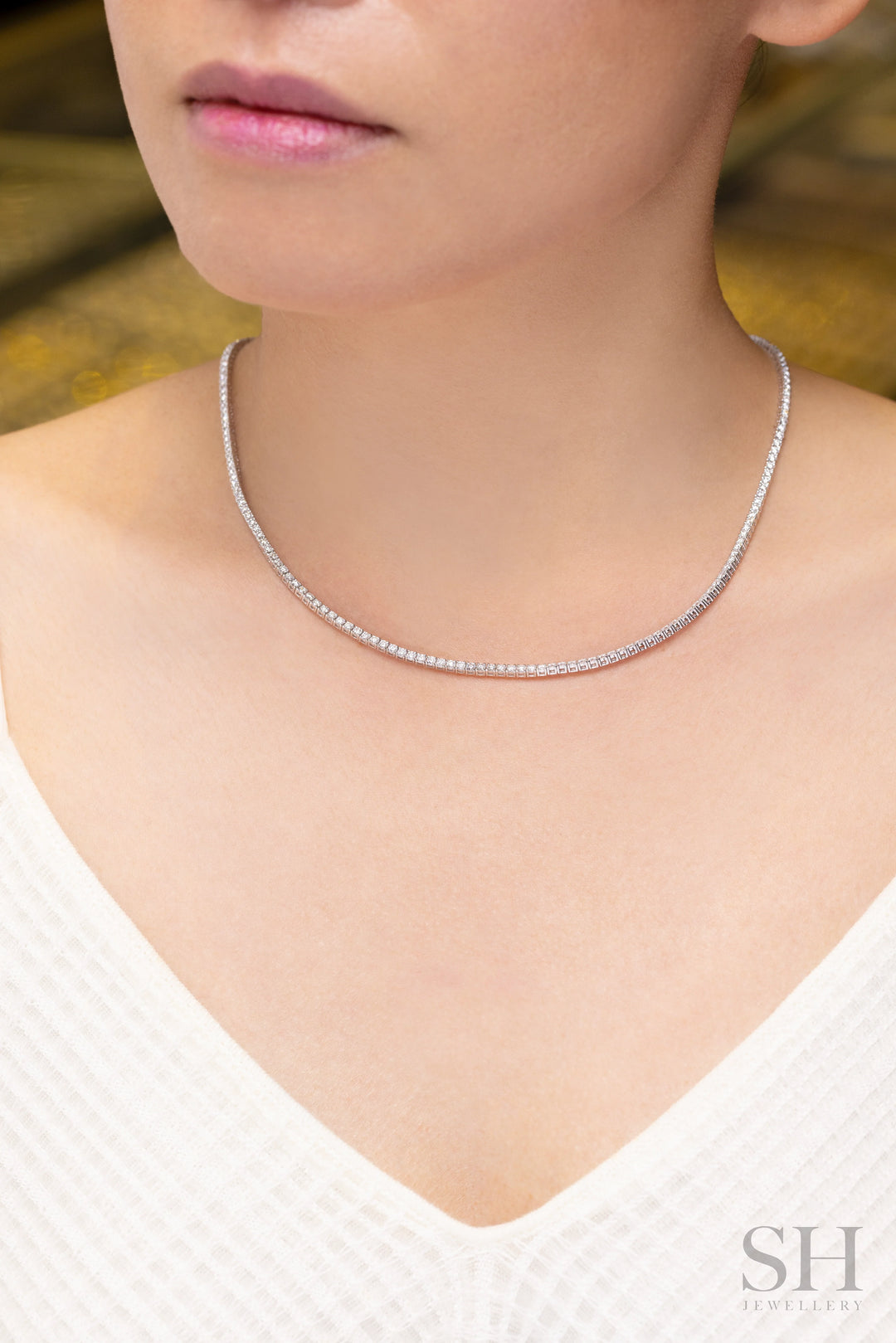 4-Claw Classic Diamond Tennis Necklace (full eternity) (5.55ct TW) (42cm/16.5in) - W1105