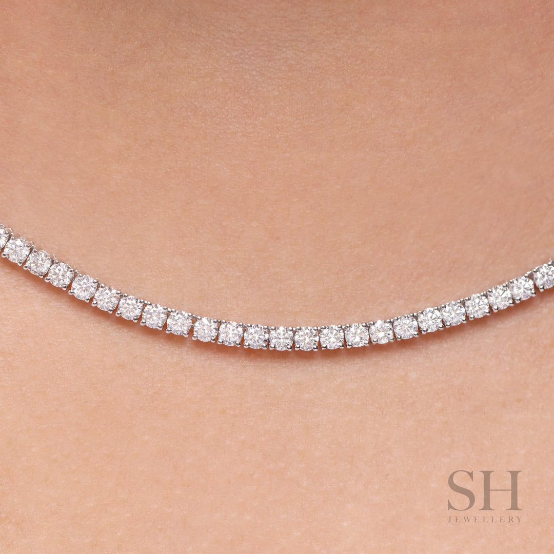 4-Claw Classic Diamond Tennis Necklace (full eternity) (8.57ct TW) (38cm/15in) - W1106