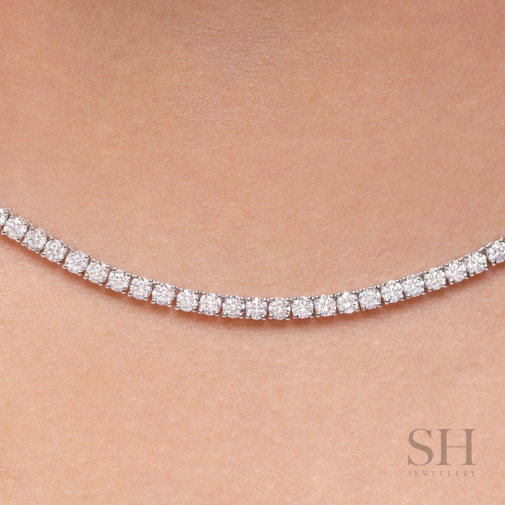4-Claw Classic Diamond Tennis Necklace (full eternity) (8.57ct TW) (38cm/15in) - W1106