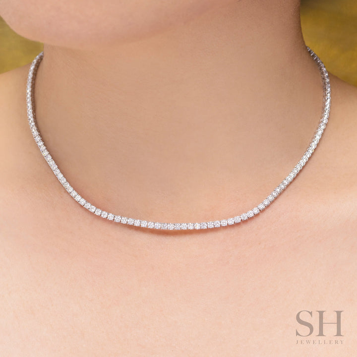 4-Claw Classic Diamond Tennis Necklace (full eternity) (8.57ct TW) (38cm/15in) - W1106