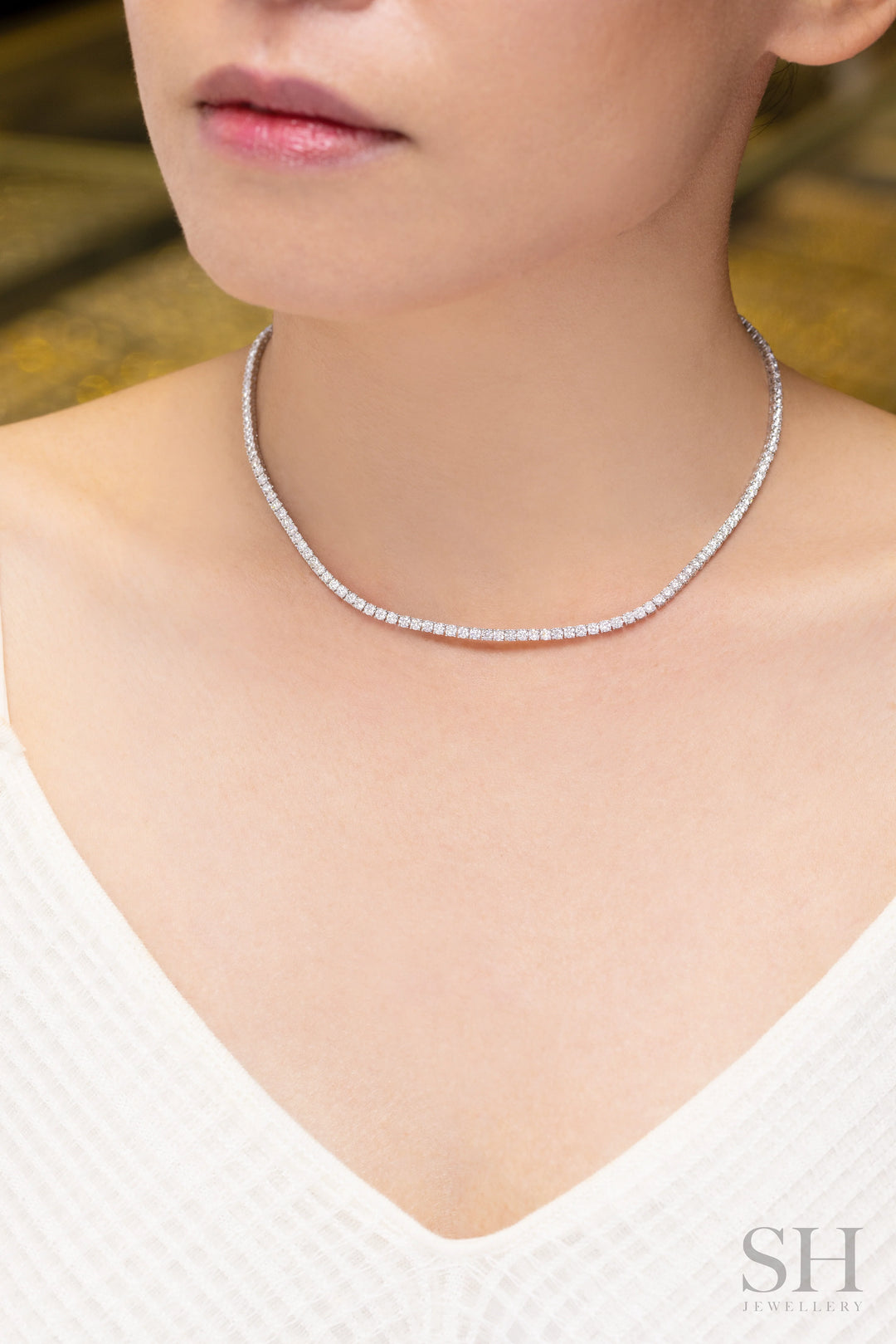 4-Claw Classic Diamond Tennis Necklace (full eternity) (8.57ct TW) (38cm/15in) - W1106