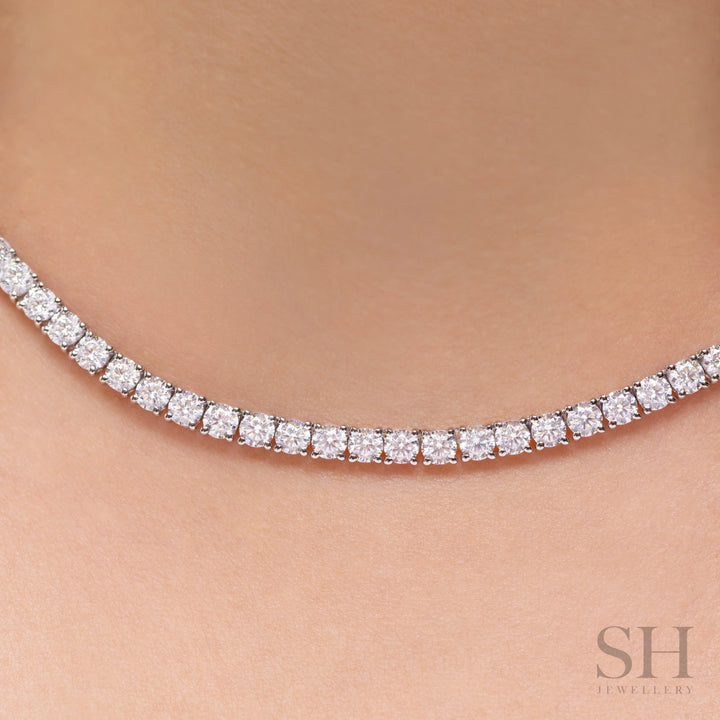 4-Claw Classic Diamond Tennis Necklace (half eternity) (7.95ct TW) (38cm/15in) - W1108