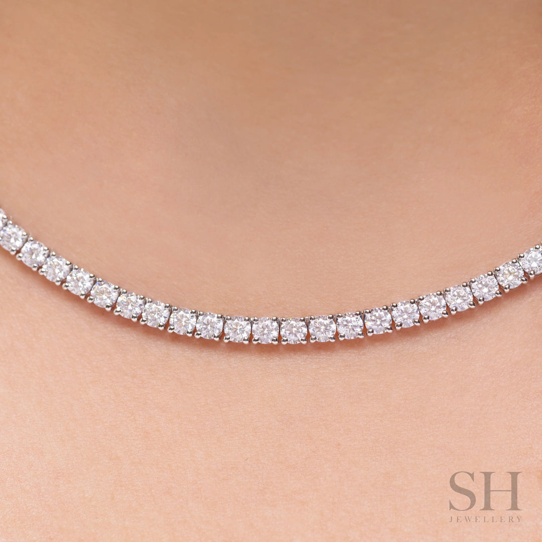 4-Claw Classic Diamond Tennis Necklace (half eternity) (7.95ct TW) (42cm/16.5in) - W1109