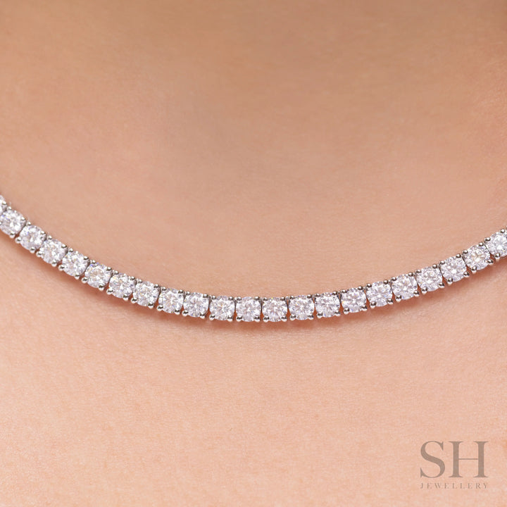 4-Claw Classic Diamond Tennis Necklace (half eternity) (7.95ct TW) (42cm/16.5in) - W1109