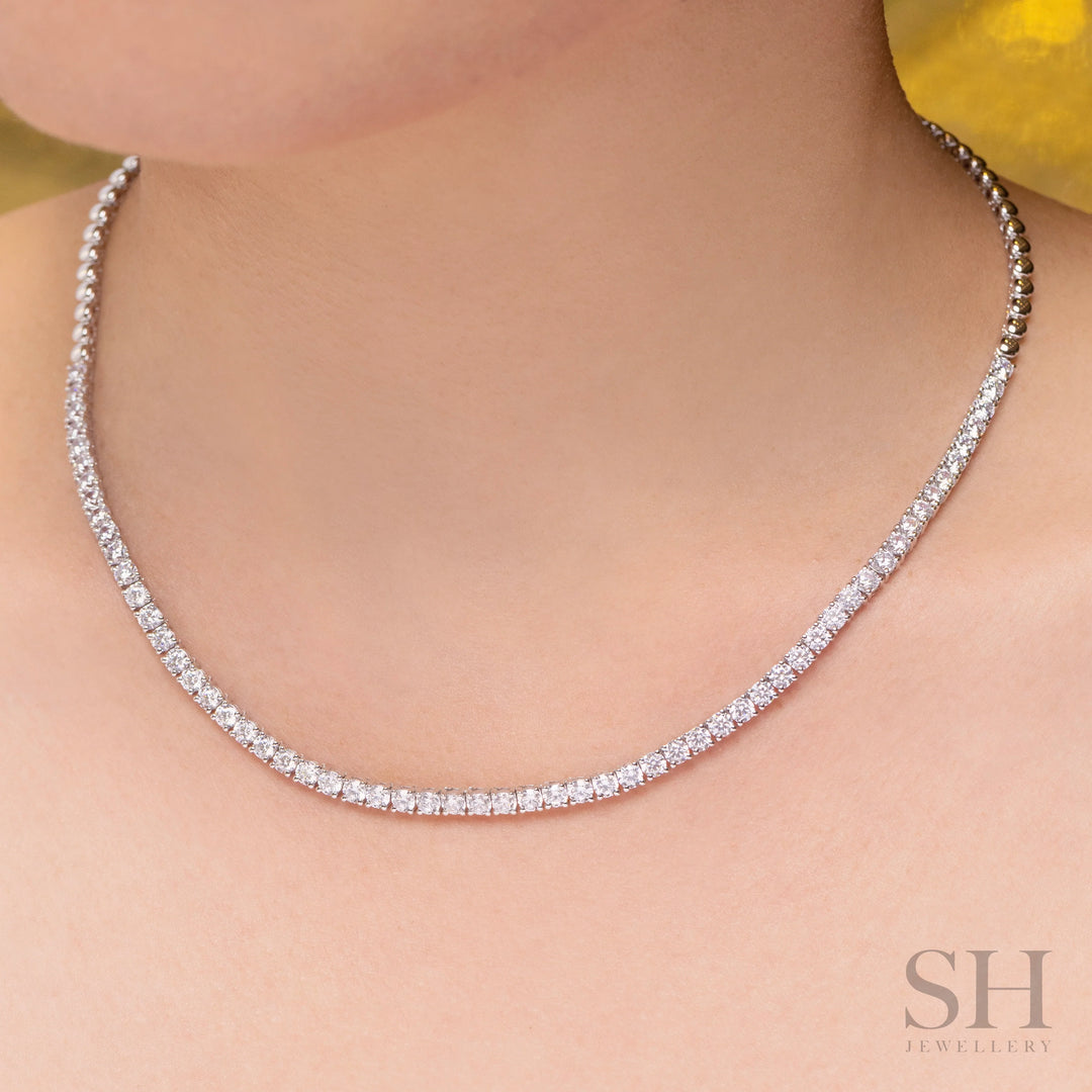 4-Claw Classic Diamond Tennis Necklace (half eternity) (7.95ct TW) (42cm/16.5in) - W1109