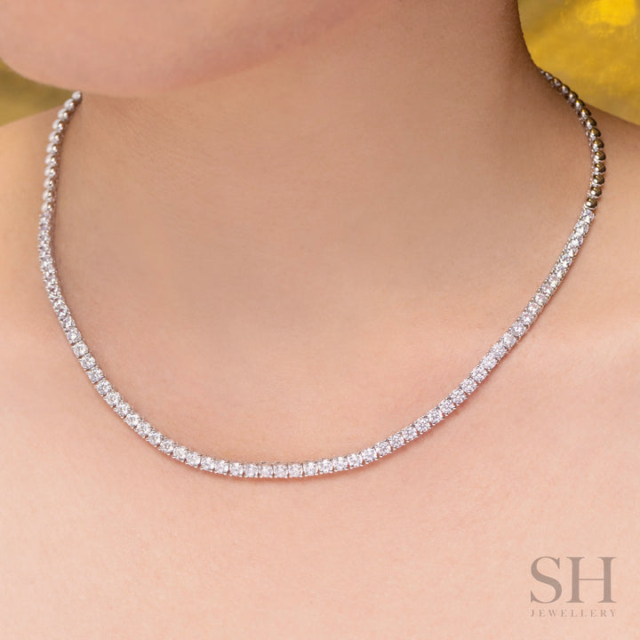 4-Claw Classic Diamond Tennis Necklace (half eternity) (7.95ct TW) (42cm/16.5in) - W1109