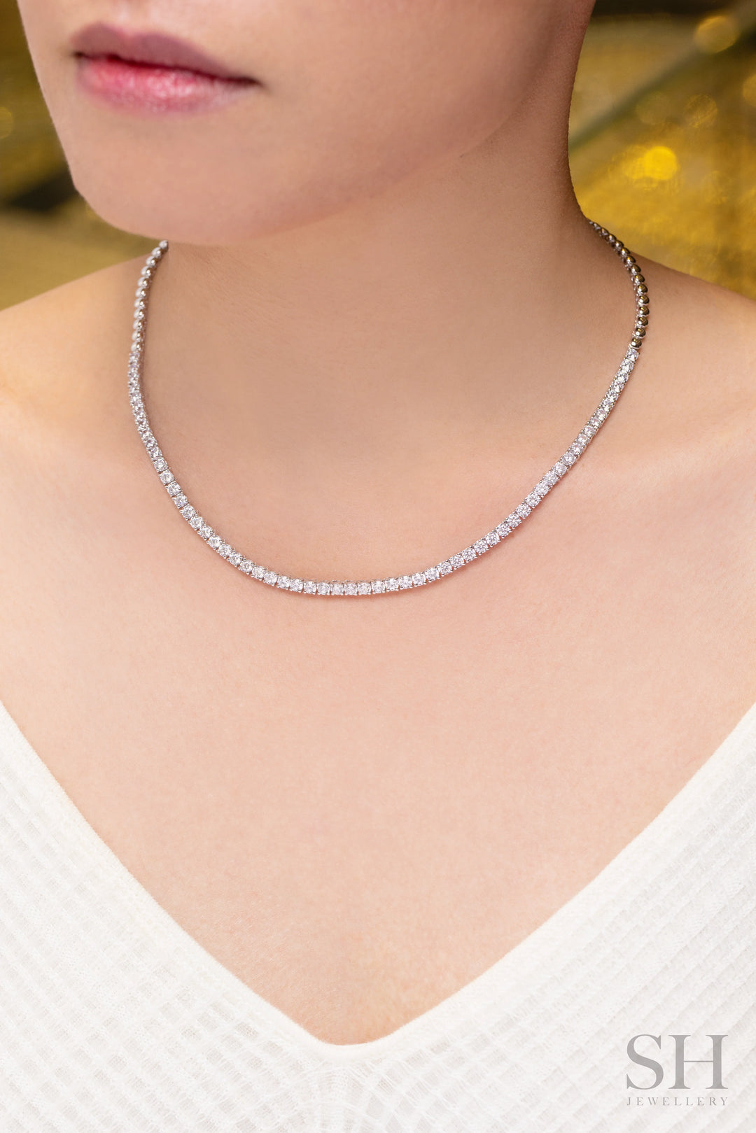 4-Claw Classic Diamond Tennis Necklace (half eternity) (7.95ct TW) (42cm/16.5in) - W1109