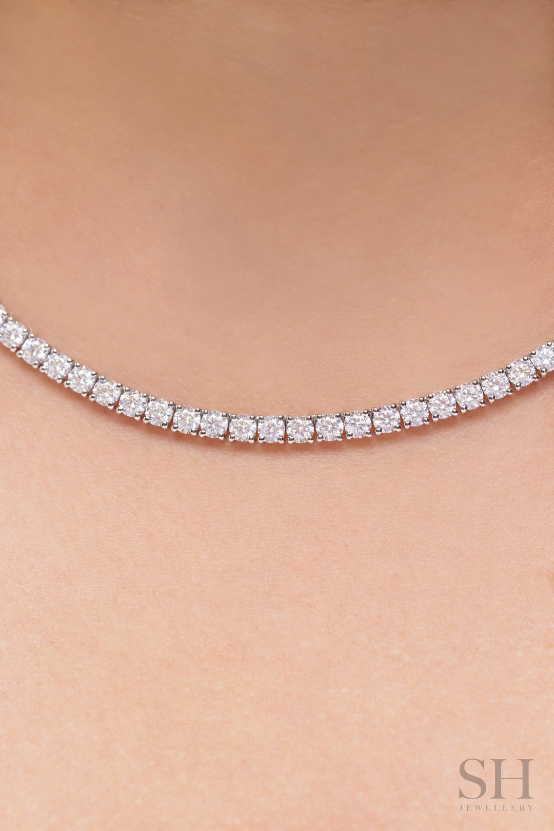 4-Claw Classic Diamond Tennis Necklace (half eternity) (7.95ct TW) (42cm/16.5in) - W1109