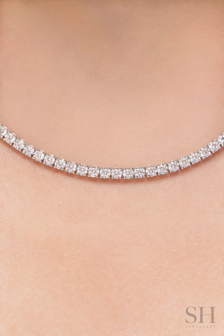 4-Claw Classic Diamond Tennis Necklace (full eternity) (13.3ct TW) (42cm/16.5in) - W1110