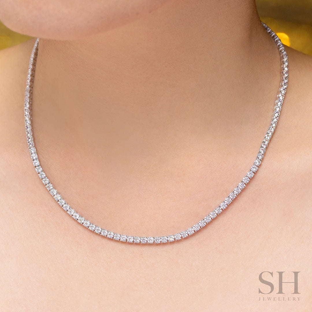 4-Claw Classic Diamond Tennis Necklace (full eternity) (13.3ct TW) (42cm/16.5in) - W1110