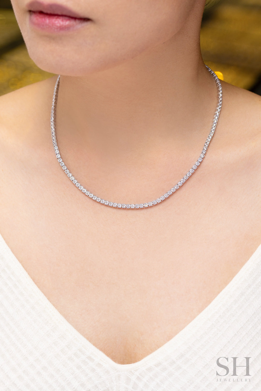 4-Claw Classic Diamond Tennis Necklace (full eternity) (13.3ct TW) (42cm/16.5in) - W1110