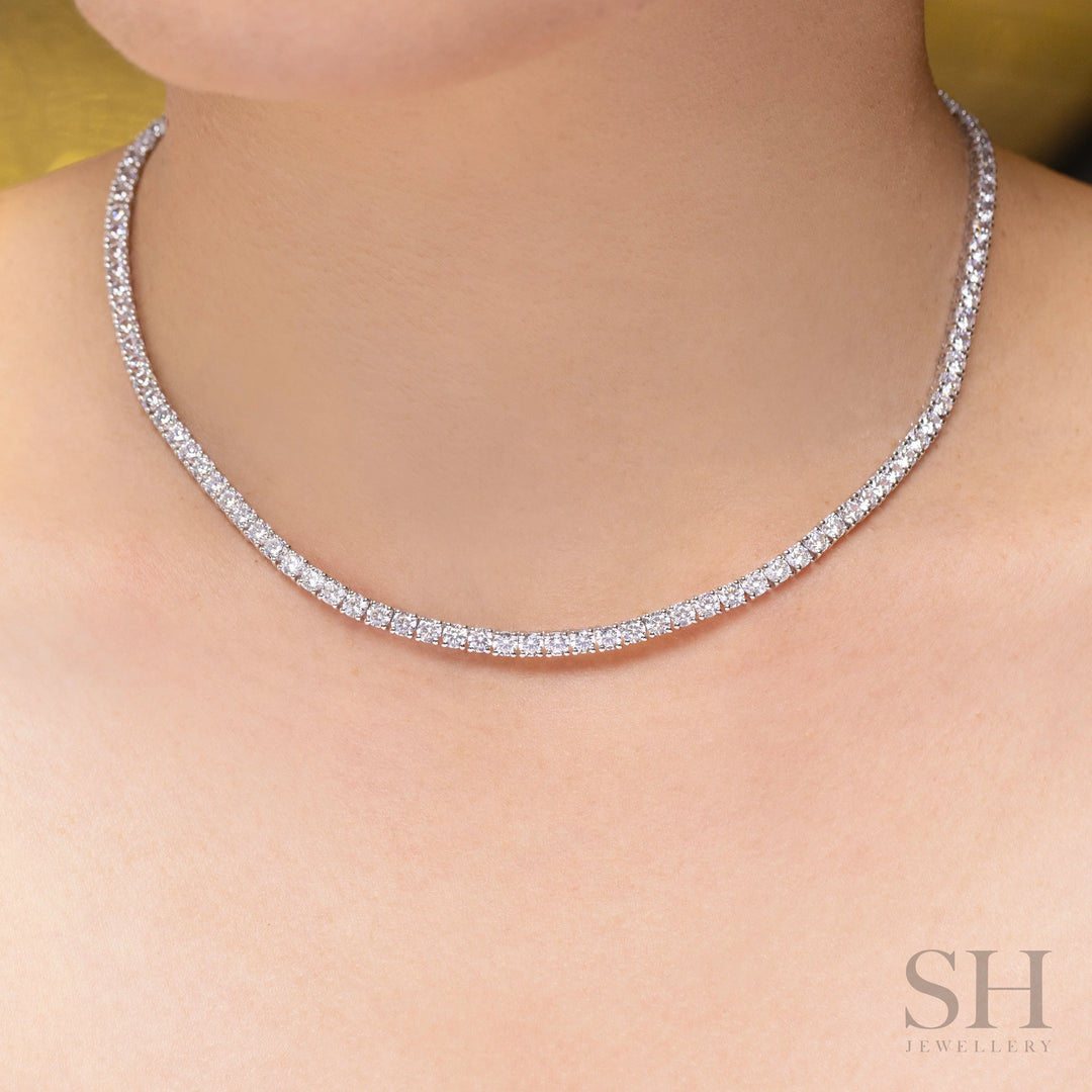 4-Claw Classic Diamond Tennis Necklace (full eternity) (17.5ct TW) (38cm/15in) - W1112