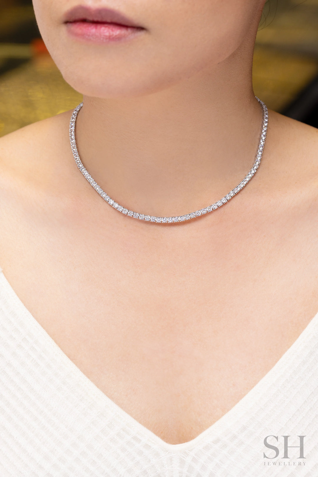 4-Claw Classic Diamond Tennis Necklace (full eternity) (17.5ct TW) (38cm/15in) - W1112