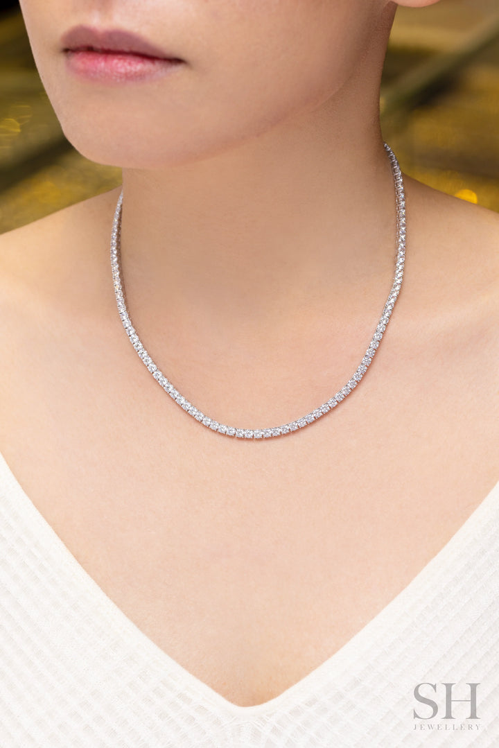 4-Claw Classic Diamond Tennis Necklace (full eternity) (18.1ct TW) (42cm/16.5in) - W1113