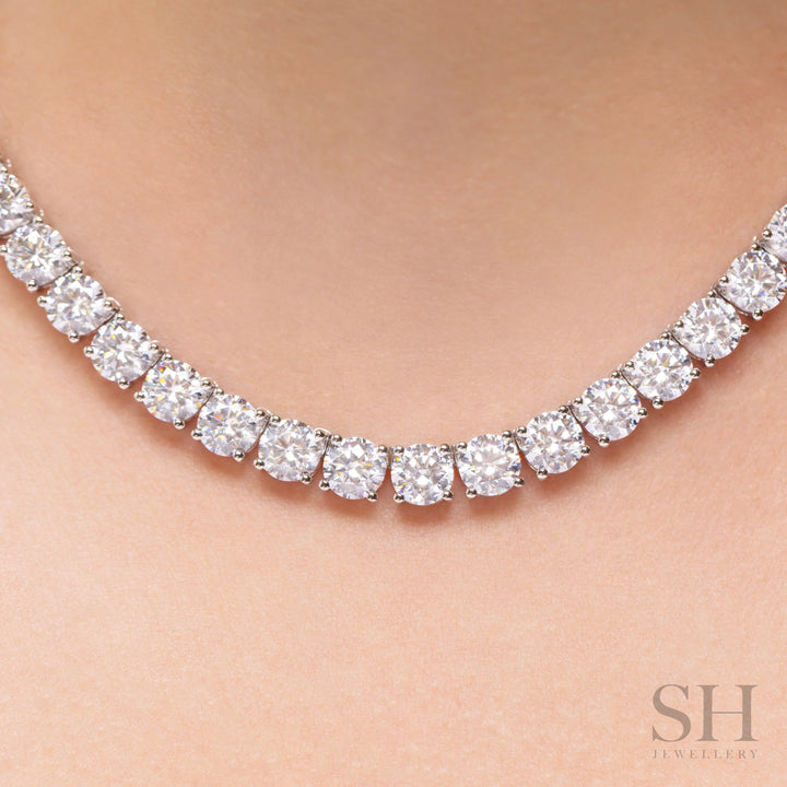 4-Claw Classic Diamond Tennis Necklace (full eternity) (54.4ct TW) (40cm/15.7in) - W1119