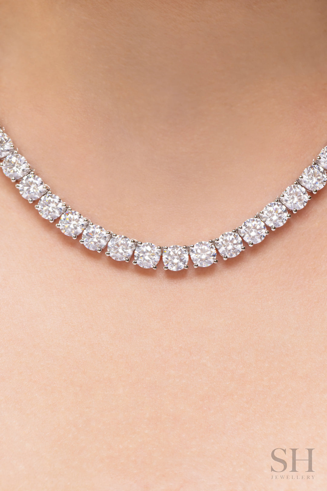 4-Claw Classic Diamond Tennis Necklace (full eternity) (54.4ct TW) (40cm/15.7in) - W1119