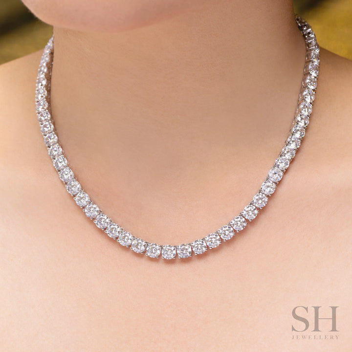 4-Claw Classic Diamond Tennis Necklace (full eternity) (54.4ct TW) (40cm/15.7in) - W1119