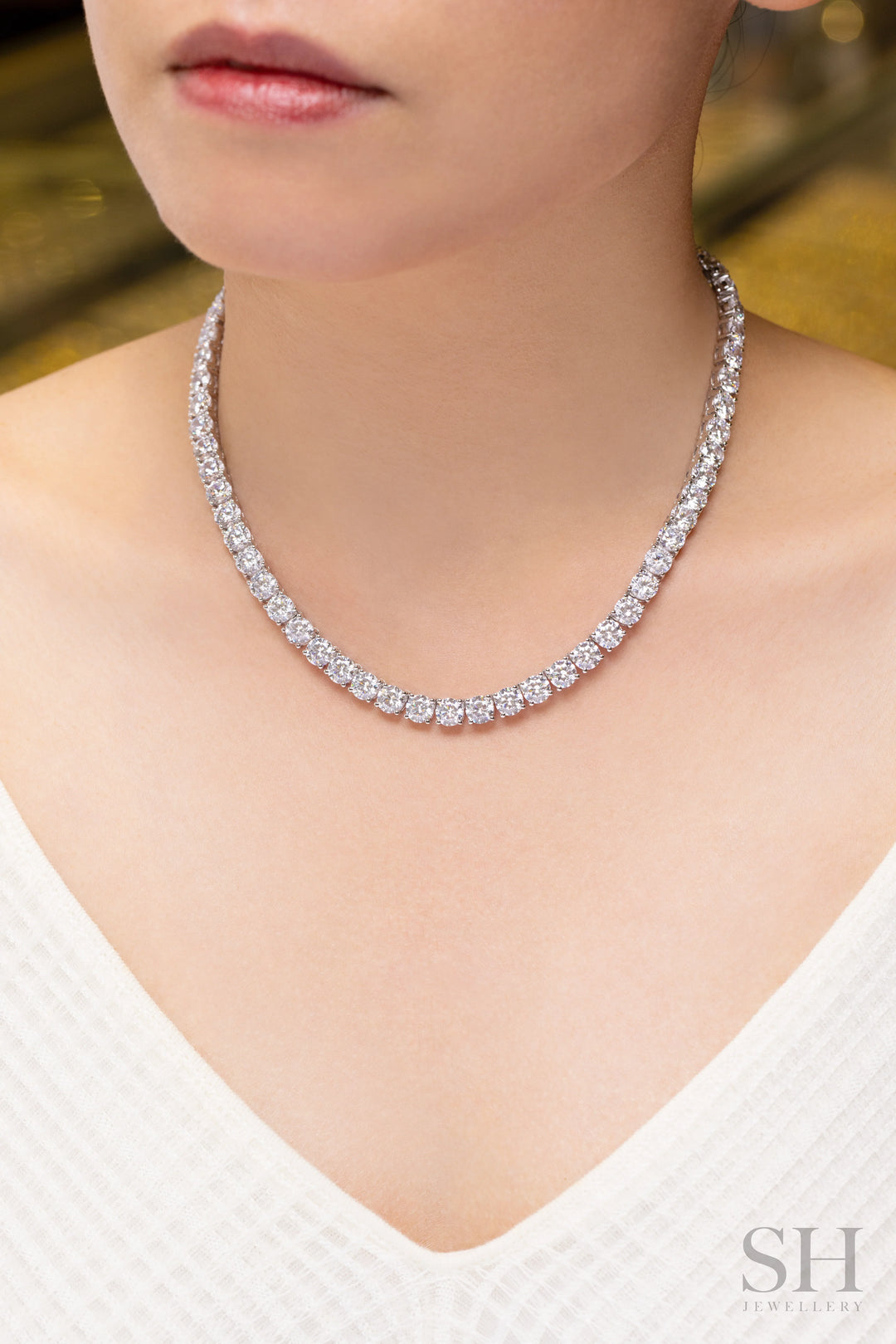 4-Claw Classic Diamond Tennis Necklace (full eternity) (54.4ct TW) (40cm/15.7in) - W1119