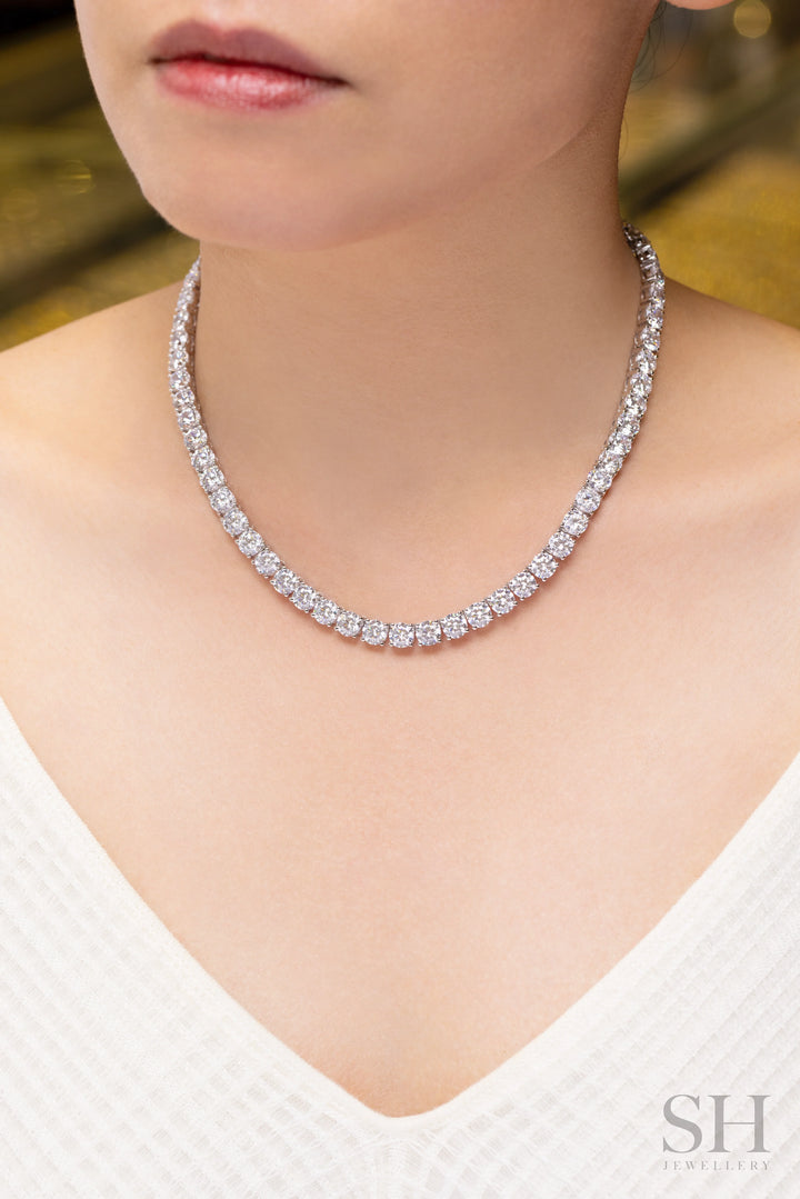 4-Claw Classic Diamond Tennis Necklace (full eternity) (54.4ct TW) (40cm/15.7in) - W1119