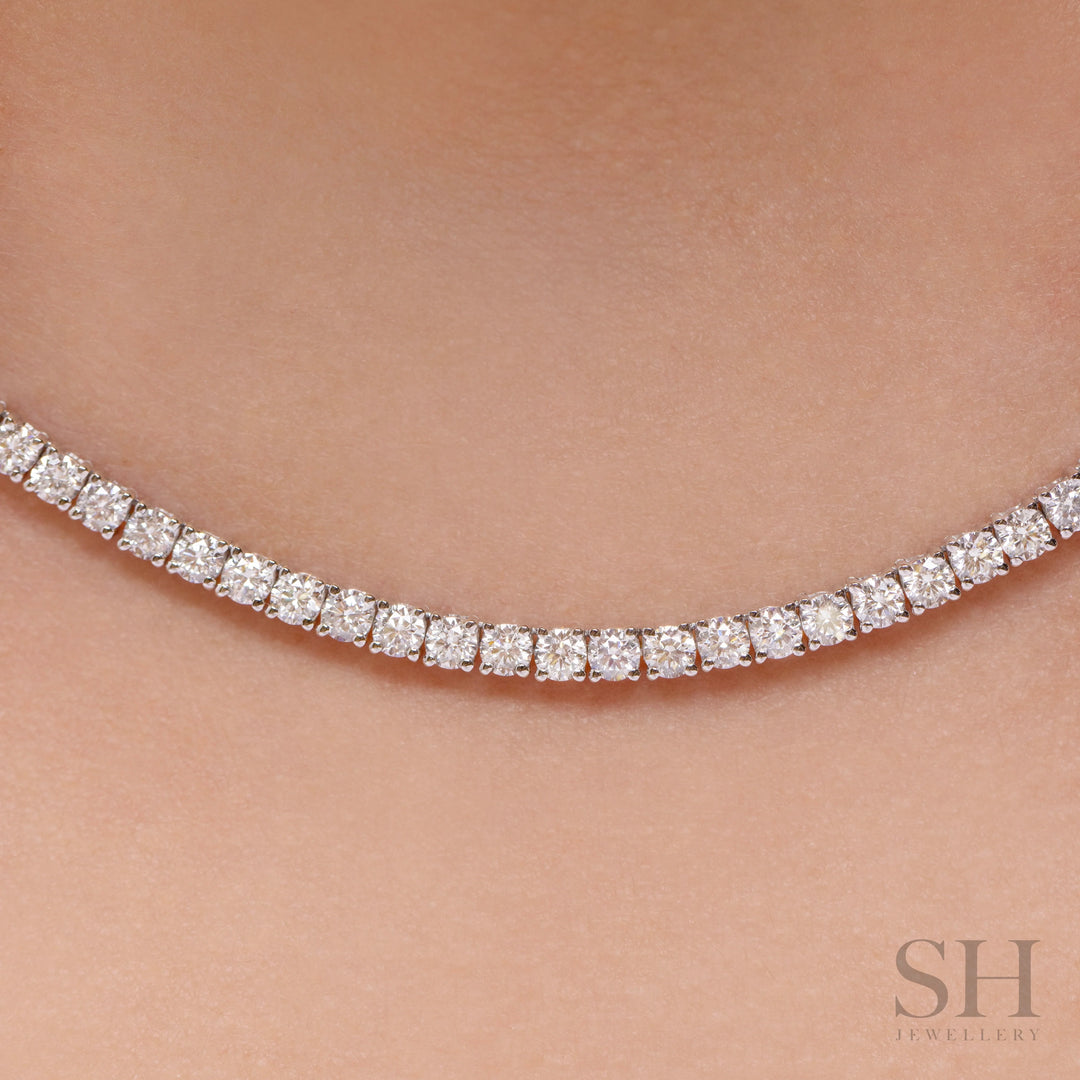 4-Claw Classic Diamond Tennis Necklace (half eternity) (4.47ct TW) (42cm/16.5in) - W1120