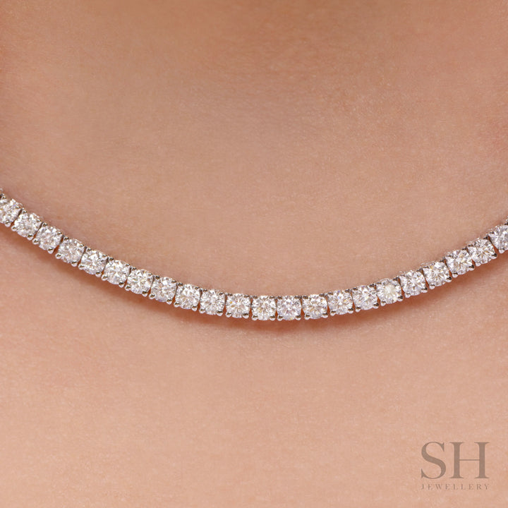 4-Claw Classic Diamond Tennis Necklace (half eternity) (4.47ct TW) (42cm/16.5in) - W1120