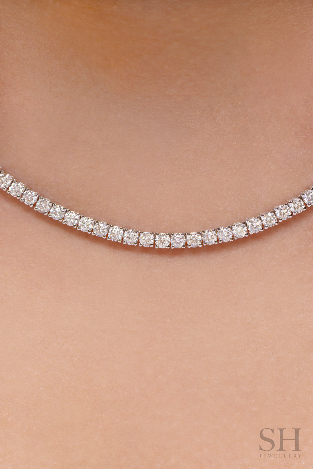 4-Claw Classic Diamond Tennis Necklace (half eternity) (4.47ct TW) (42cm/16.5in) - W1120