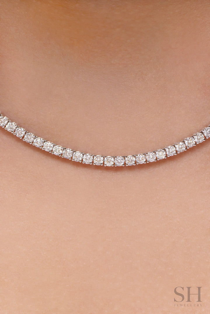 4-Claw Classic Diamond Tennis Necklace (half eternity) (4.47ct TW) (42cm/16.5in) - W1120