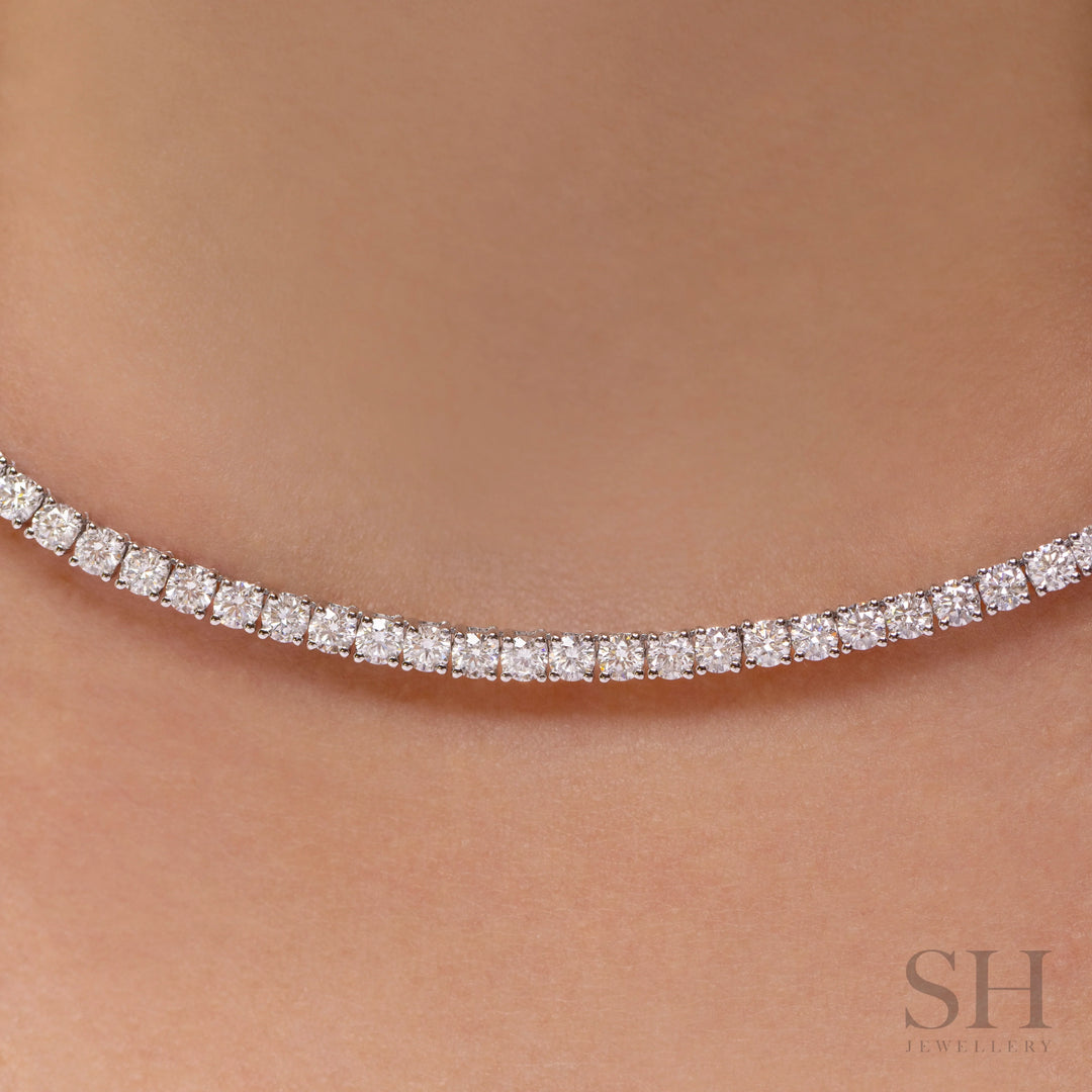 4-Claw Classic Diamond Tennis Necklace (half eternity) (4.40ct TW) (38cm/15in) - W1121
