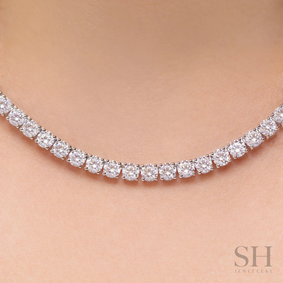 4-Claw Classic Diamond Tennis Necklace (half eternity) (21.5ct TW) (40cm/15.7in) - W1122